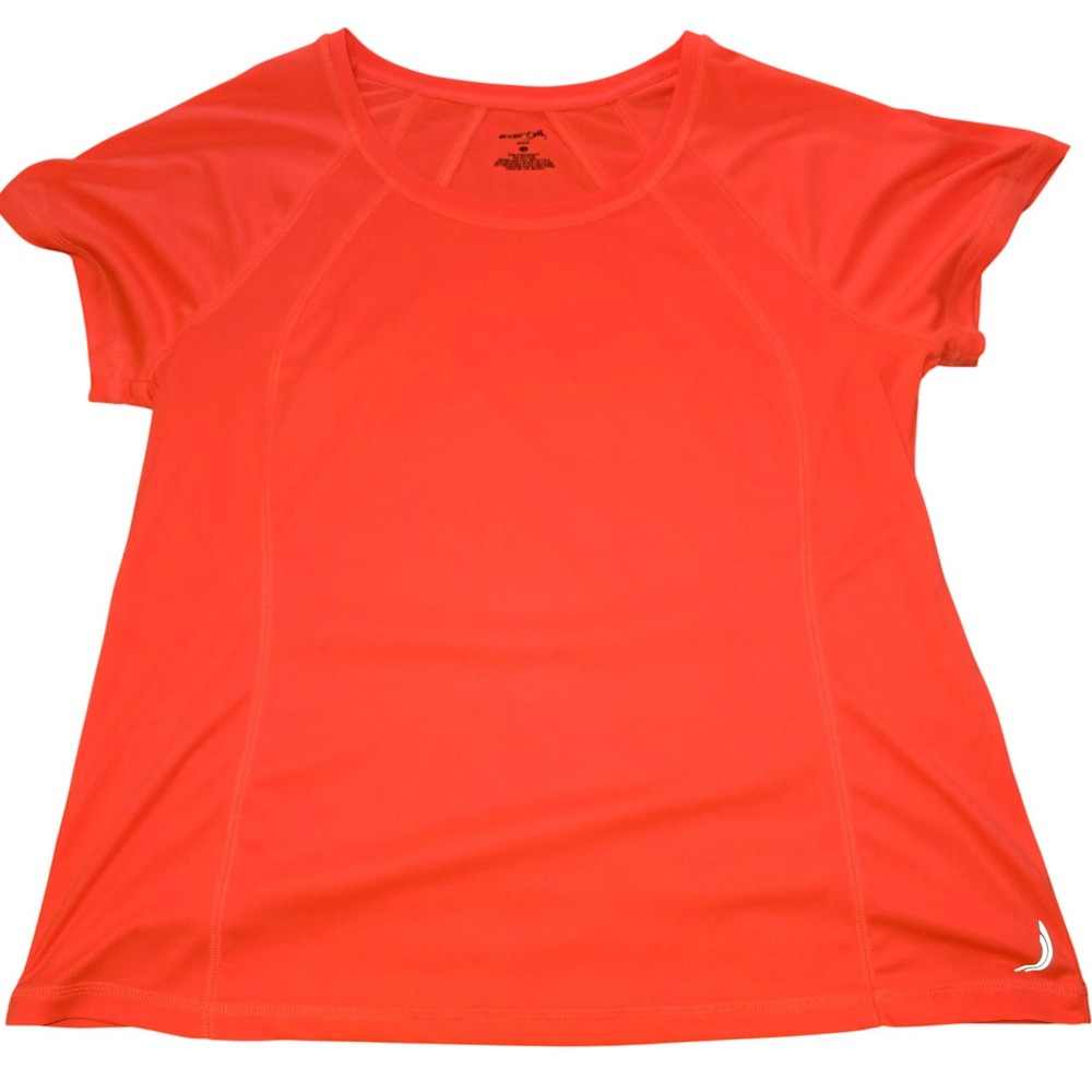 Exertek Womens 1x Orange Workout Slimming Short Sleeve Shirt Top